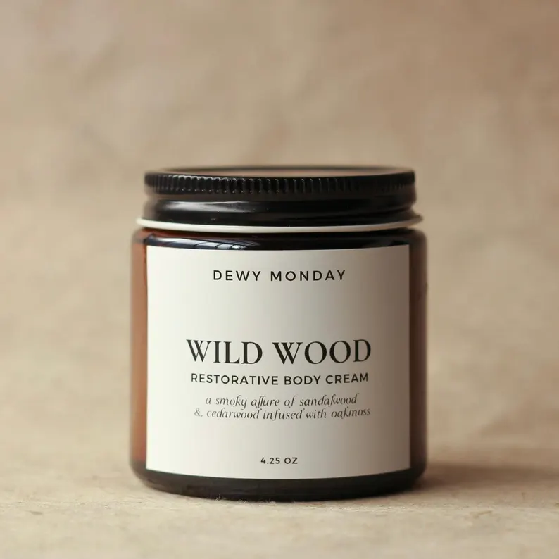 Wild Wood Body Cream | Woodsy Sandalwood Masculine Luxurious Moisturizer for Him | Woody Forest Scented | Essential Oil Infused